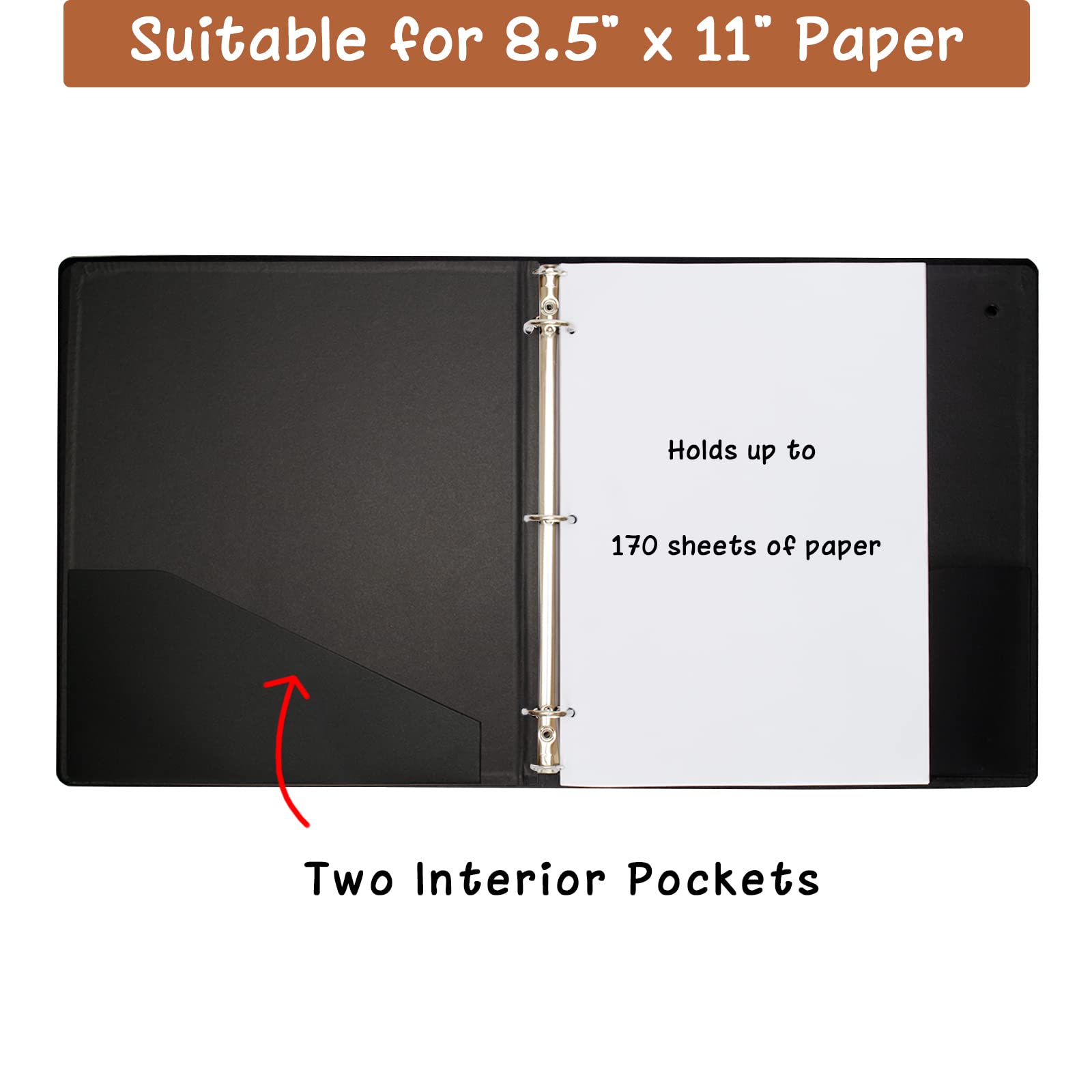 Raccoglitore a 3 anelli da 2,5 cm per fogli da 21,6 x 27,9 cm, con copertina rigida in lino e 2 tasche interne per l'organizzazione di scuola, lavoro e casa