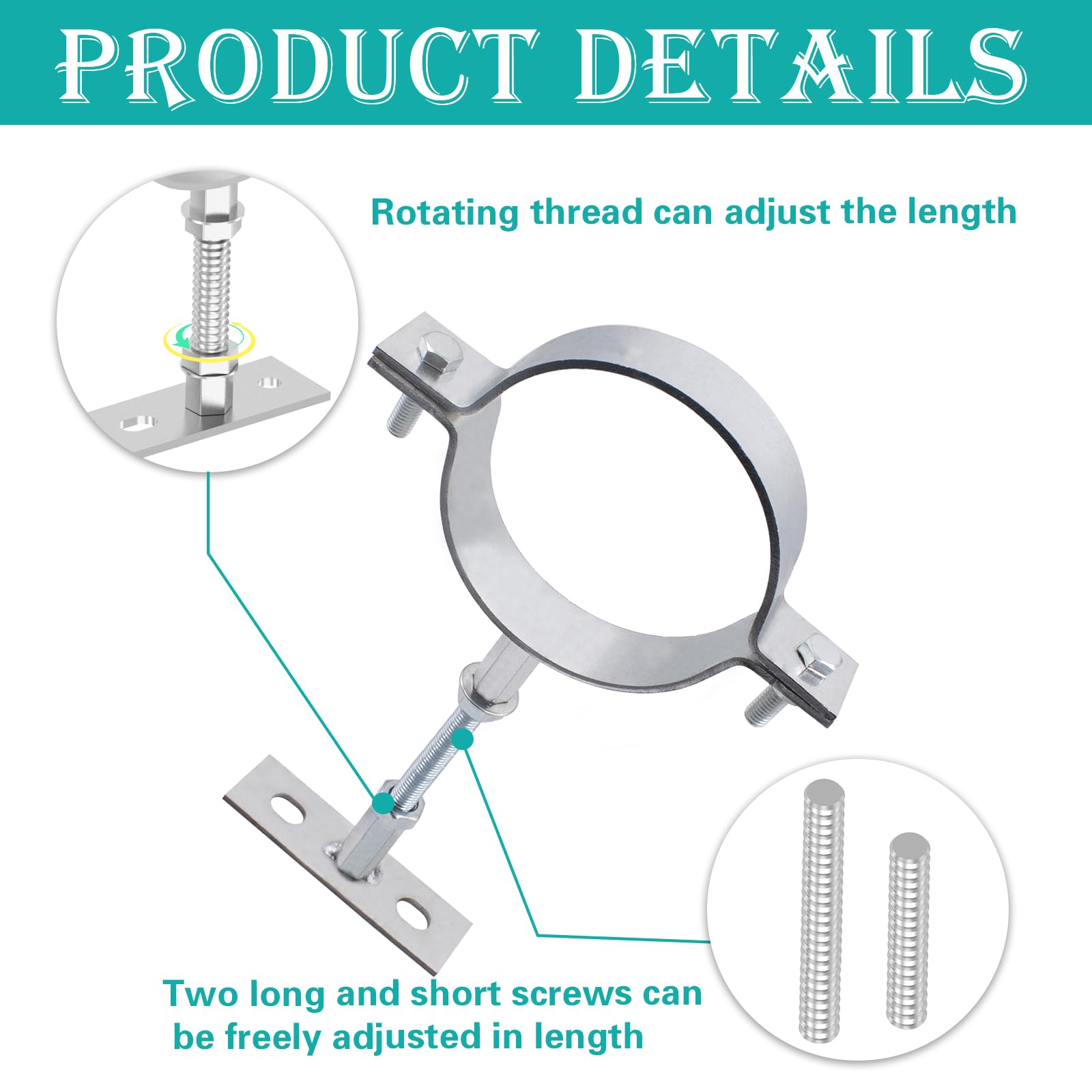 2 juegos de soportes de tubo ajustables de 4 pulgadas, colgador de anillo dividido de acero galvanizado resistente, soportes redondos para tubo de ventilación de plástico, tubo de drenaje de chimenea