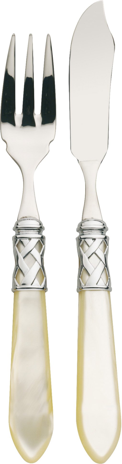 Bugatti ALCAM-S4285 Aladdin Fischbesteck-Set, 12-teilig, Edelstahl/ABS, elfenbeinfarben, 36 x 26 x 6 cm