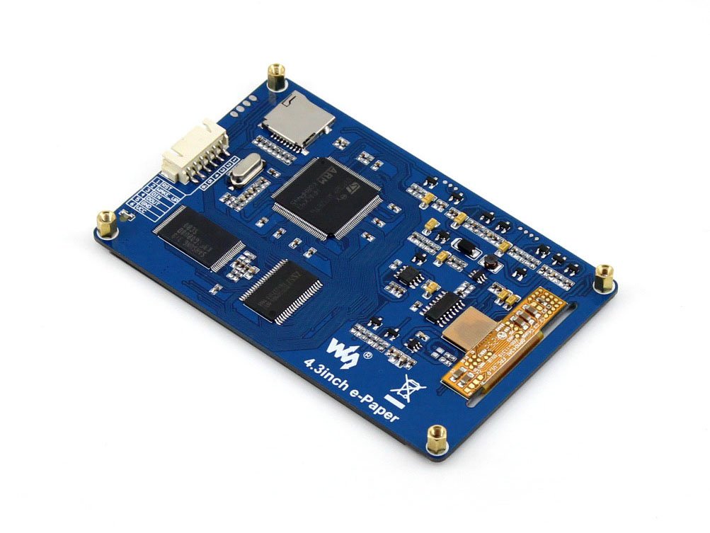 4,3" E-Ink moduł UART o rozdzielczości 800 x 600 pikseli z wbudowanymi bibliotekami czcionek, bardzo niskie zużycie energii, 4 wyświetlanie poziomu szarości