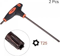 Vista 3 de uxcell Llave Torx a prueba de manipulaciones T25 con mango en T de doble extremo, acero S2 2 unids