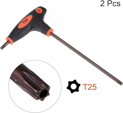 Miniatura 3 de uxcell Llave Torx a prueba de manipulaciones T25 con mango en T de doble extremo, acero S2 2 unids