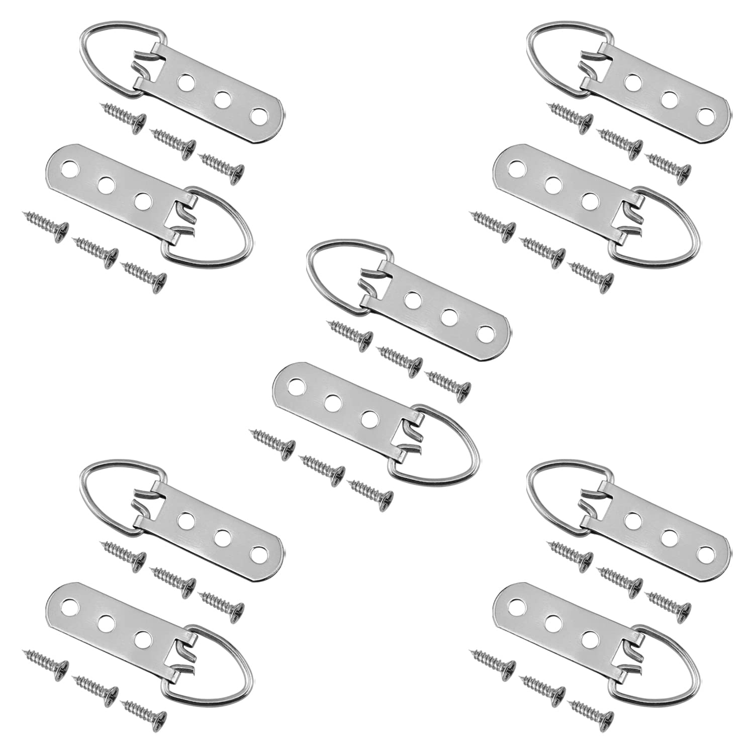 MroMax 10PCS Ring Picture Frame Buckle 2.36" x 0.59"Silver Tone Assortment Kit for Home Decoration Picture Frames Photo Hanging Solutions