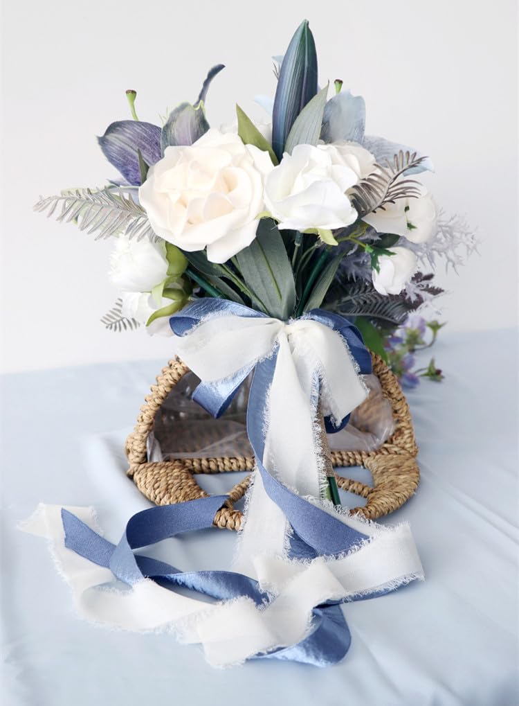 Hochzeit Sträuße, Wasser Tropfen Wasserfall Braut künstliche Blumen Braut Rosen Strauß für Zeremonie Jahrestag Braut Dusche Party Hochzeit Dekoration Sträuße (Blau Violett)