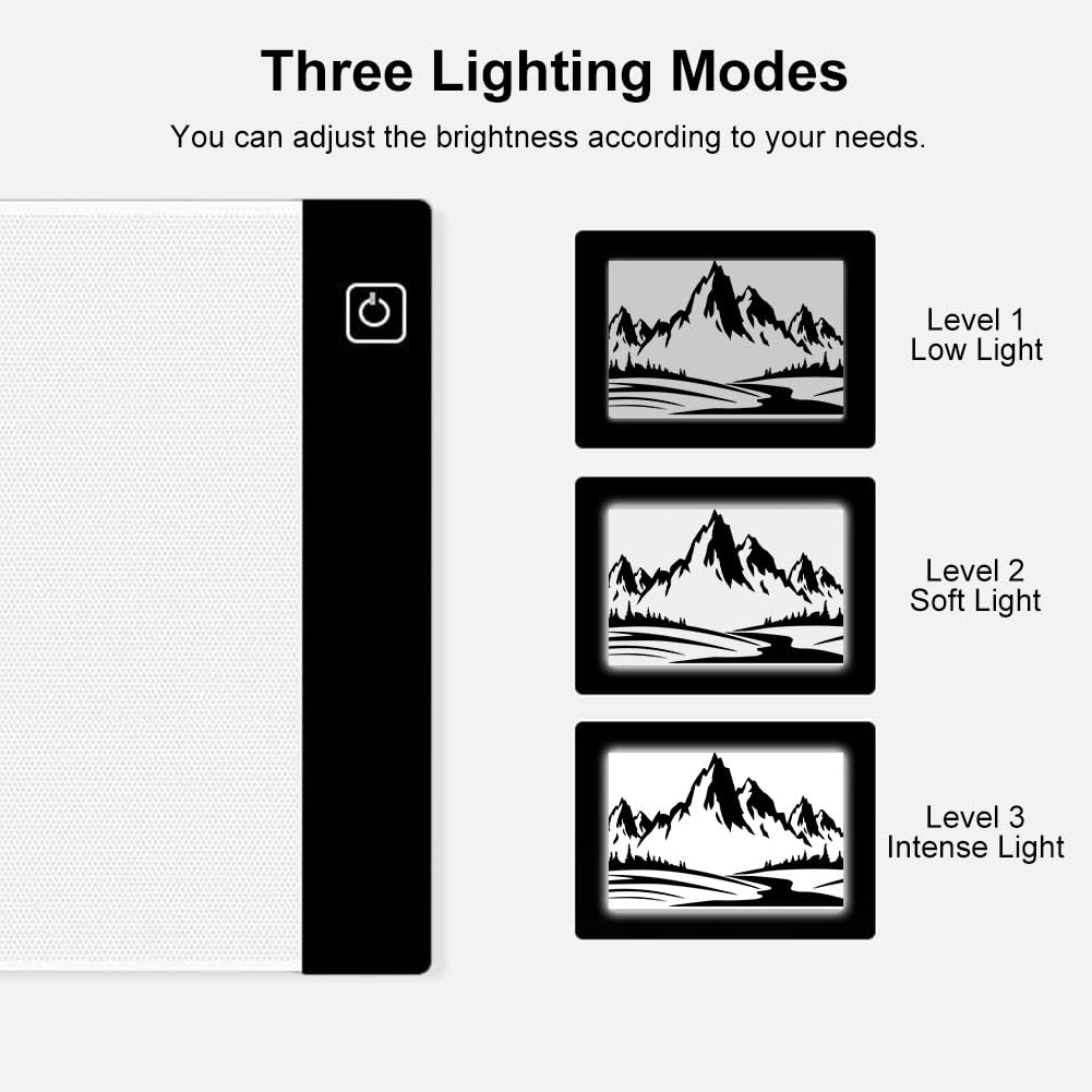 Tavoletta Luminosa A4, Lavagna Luminosa Per Disegnare, Tavolo Luminoso A4, Dimmerabile Luminosità, Lightpad Per Schizzi, Produzione Di Animazioni, Disegno E Pittura Con Diamanti