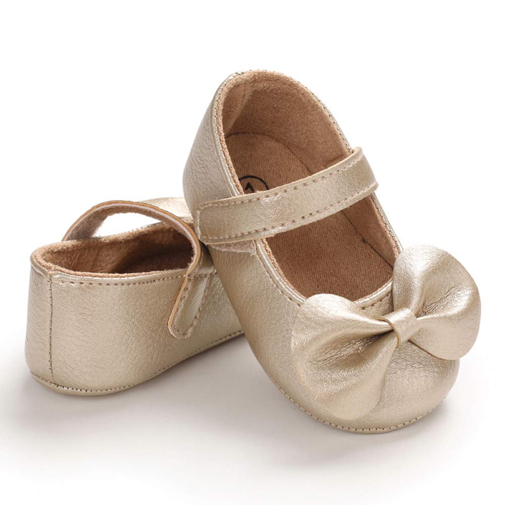 LACOFIA Baby Girls Anti-Slip First Walking Shoes Infant Bowknot Mary Jane Princess Party Shoes Prewalkers — view 3