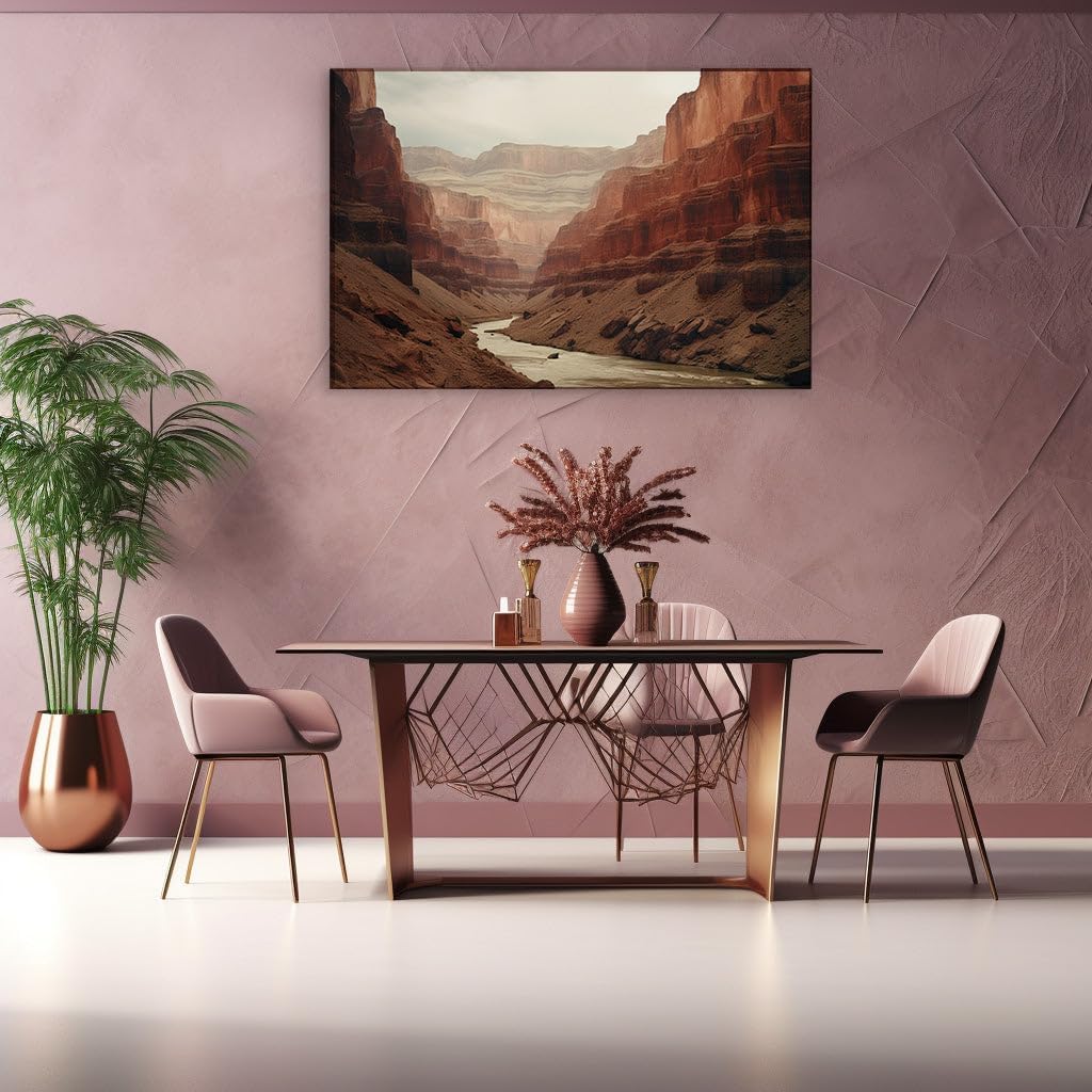 Canvas for Living Room. Majestic Canyon Wonders: A River's Serpentine Journey Through Colorful Cliffs, 27 x 18 inch Canvas Wall Art - Modern Home Decor
