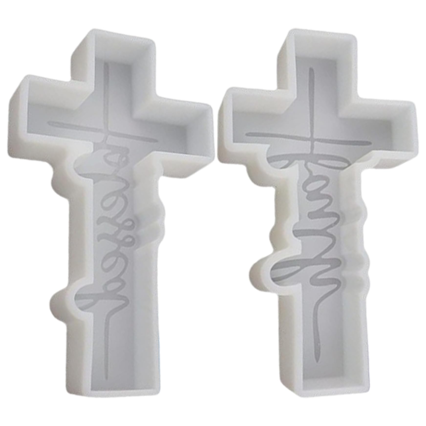MOUNTTU Cross Molds for Resin Cross Silicone Mold 2PCS Silicone Molds, Blessed and Faith Mold, Non Stick, Reusable Candle for Making Aroma Beads, Soap, Candles, DIY Crafts
