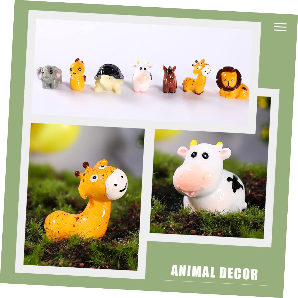 HANABASS 3 Sätze Miniaturfigurinen Teiliges Tierfiguren Kunstharz Für Mini Liebevolle Dekoration Für Tischlandschaften Bestehend REH Schildkröte Und Weiteren Tieren 14 Stück * 3