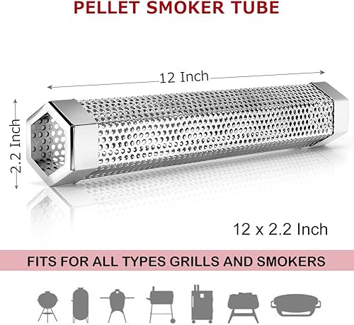 Vista 5 de Realcook Tubo de ahumador de pellets de 12 pulgadas: tubo de humo de pellets de madera de acero inoxidable para fumar en frío o caliente Los tubos