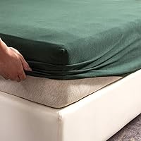 Vista 12 de PURE ERA Sábana bajera ajustable de algodón de punto de jersey (sin sábana encimera ni fundas de almohada), bolsillo extra profundo de hasta 15 a 20