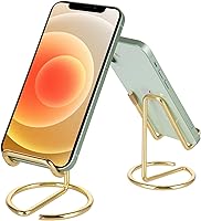 Vista 1 de Paquete de 2 soportes para teléfono celular para escritorio, bonito soporte de metal dorado para teléfono celular, accesorios de escritorio