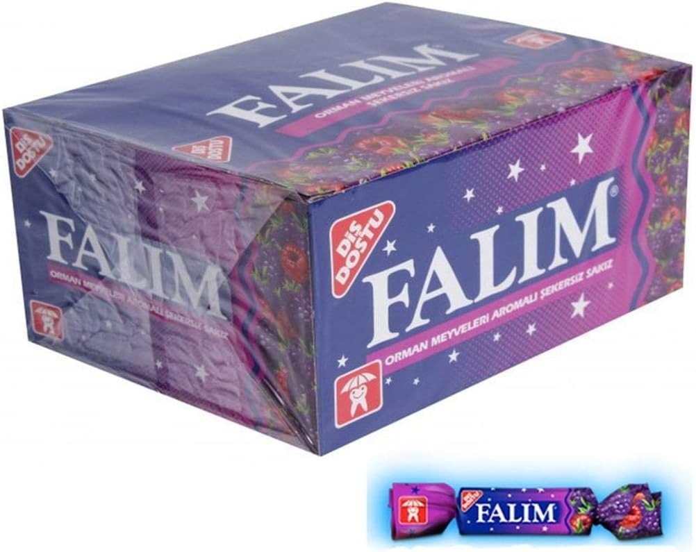 Falim Plain Gum - Forrest Fruits Flavoured- 20 * 5 = 100 Pieces by Falim