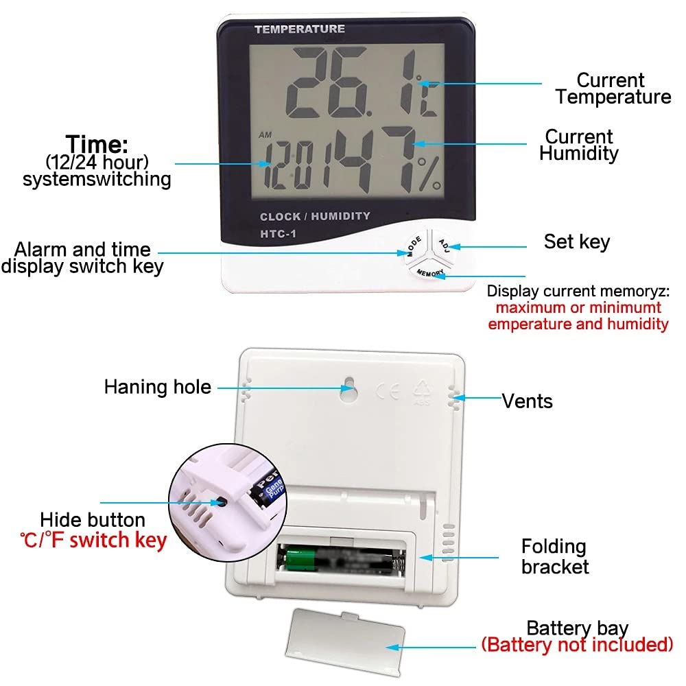 Pokój wewnętrzny LCD cyfrowy termometr elektroniczny higrometr pomiar temperatury miernik wilgotności budzik stacja pogodowa