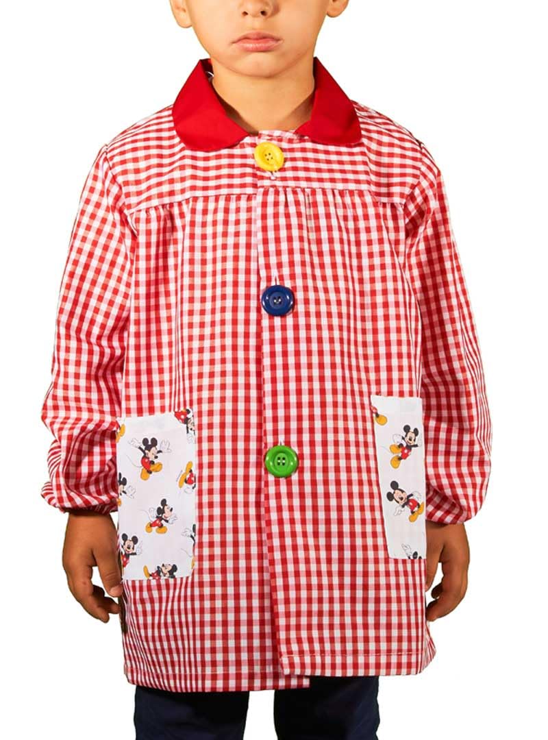 Grembiule Scolastico Mickey a Quadri Disney. per Asilo e lavoretti Manuale.