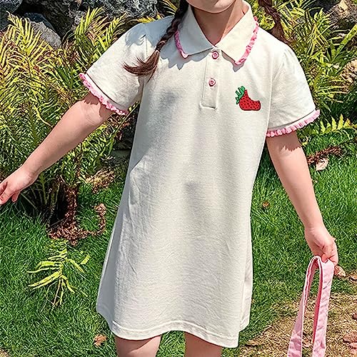 Girls Short Sleeve P𝐨lo Dress Summer Beach DressesLittle Girls Ruffle P𝗶que P𝐨lo Dress School 𝗨niform3