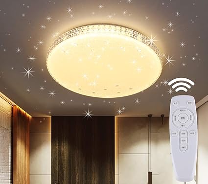 Amazon Led シーリングライト 星空効果 35w 6 8畳 白色 電球色 昼光色 天井ライト インテリア リビング 照明器具 和風 玄関 門灯 廊下 和室 照明 おしゃれ 台所 洗面所 トイレ 引掛式 天井照明 照明器具 無段階調光調色 リモコン付き直径40cm Yun Light