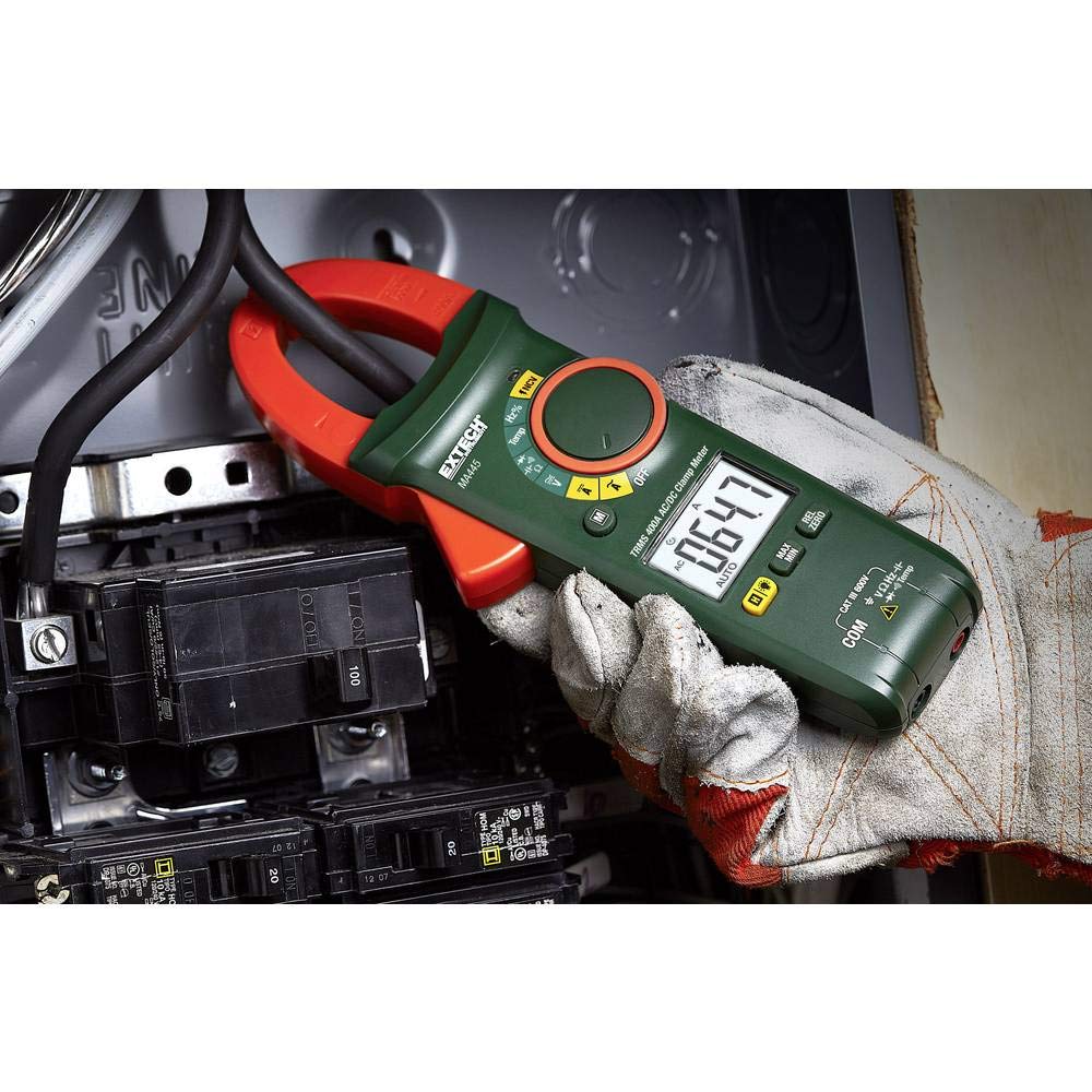 Extech MA445 True RMS AC/DC Stromzange 400A, NCV, 40000 Zähler | 400A AC/DC, True RMS, NCV, Einschaltstrom, Frequenz, Tastverhältnis, Diode, Durchgang, Backe 1,2Zoll