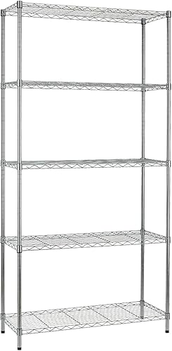 Miniatura 9 de Estantes de almacenamiento de metal de 5 niveles, 36 pulgadas de largo x 14 pulgadas de ancho x 72 pulgadas de alto, estantería de alambre ajustable