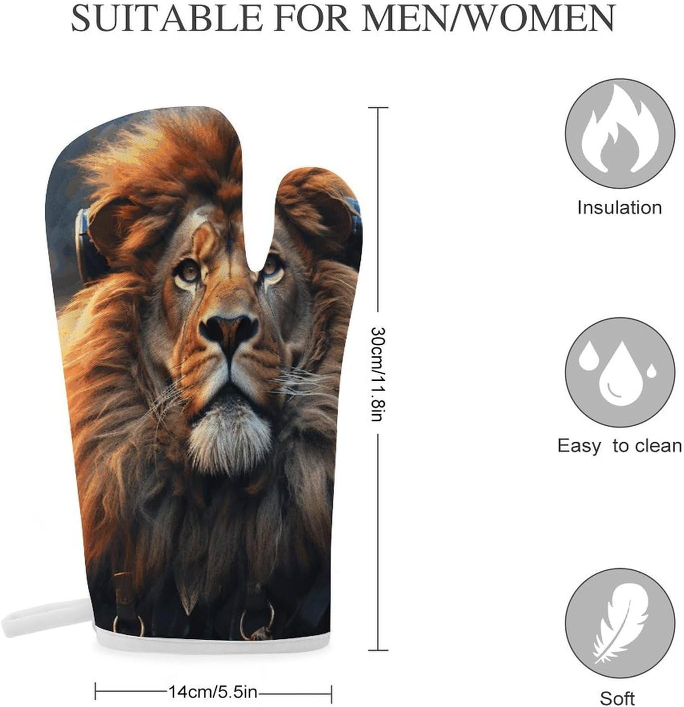 2 Pcs Oven Mitts Heat Resistant Kitchen Gloves Soft Safety SciFi Lion Oven Glove for Microwave, Barbecue