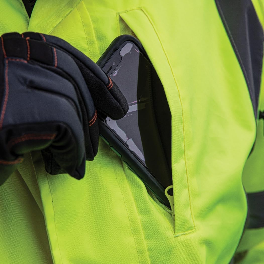 KLEIN TOOLS 60364 Bomber Jacket, High-Visibility Reflective Winter Jacket, 220-Gram Insulation for Superior Warmth, ANSI Compliant, Large - Image 6