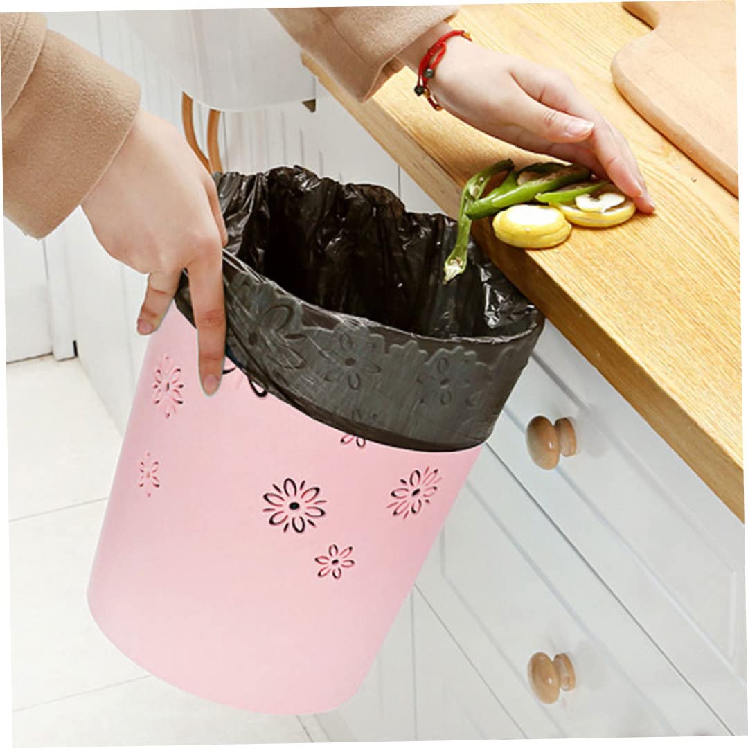 Bidoni della Carta bidone dei rifiuti di plastica per Spazzatura per Camera da Letto lattina a Fiore Vuoto Cesto per Abbigliamento Rotondo Senza Coperchio immondizia bidone Rosa m