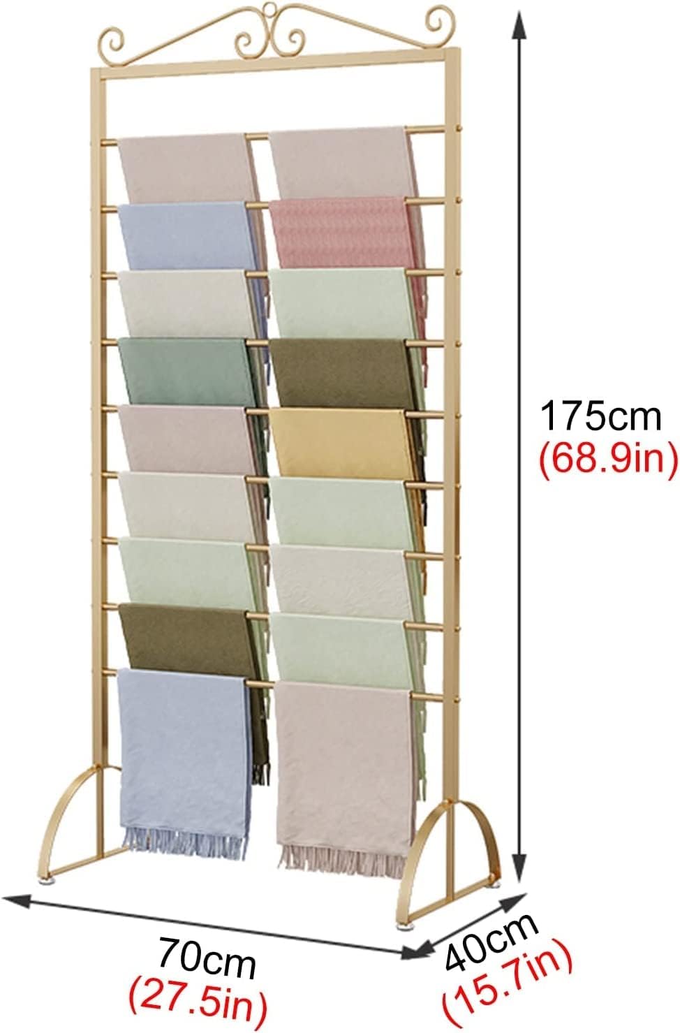 Heavy Duty Metal Multipurpose Storage Organizer for Wrapping Paper/Ribbons/Towels,Freestanding Metal Scarf Display Rack(Black,Length70cm)