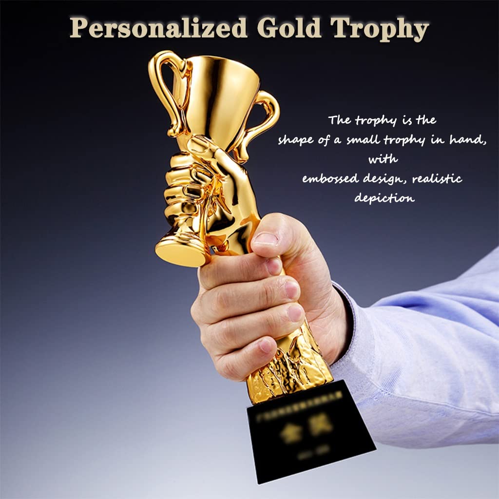 Trofeo Lindas Copas De Trofeo De Grabado 3D, Trofeo De Gloria De Resina Creativa, Premio Campeón De Ventas, Copa De Premios Chapada En Oro, Paquete De Regalo (Color : Gold Black, S : 8 * 28cm)