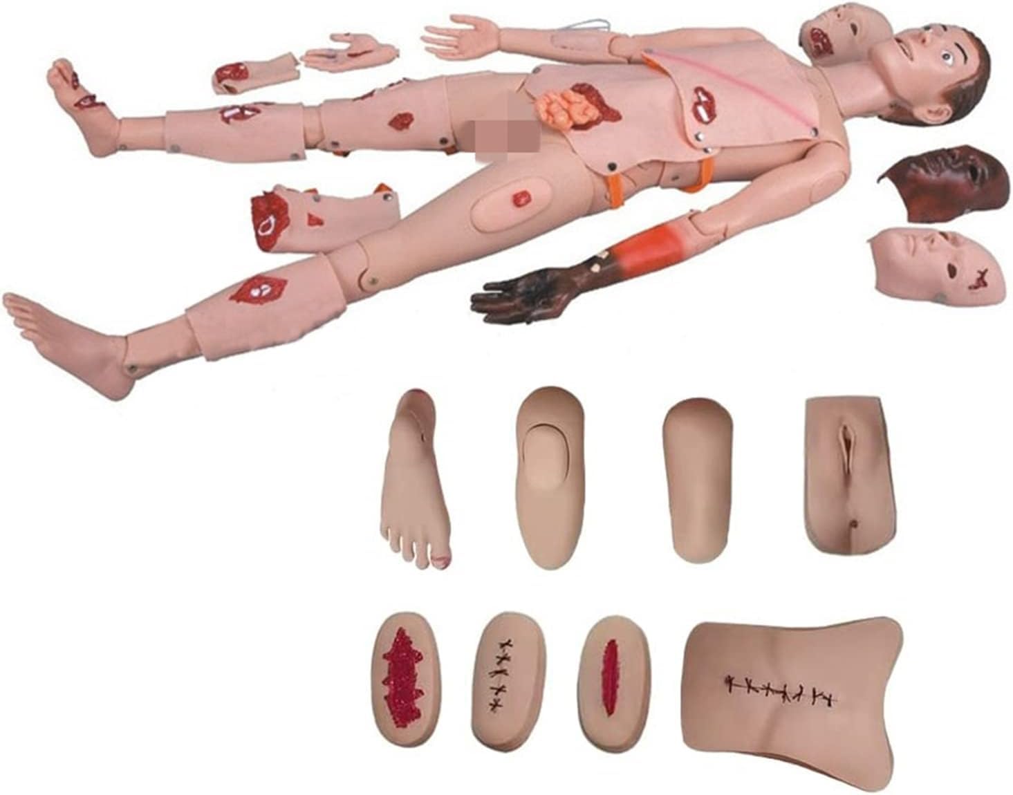 Symulator pielęgnacji ran pacjenta, model manekina do opieki pacjenta urazowego z modułami ran Zaawansowany anatomiczny, pełny rozmiar życia Poparzony ludzki model dla szkolenia medycznego