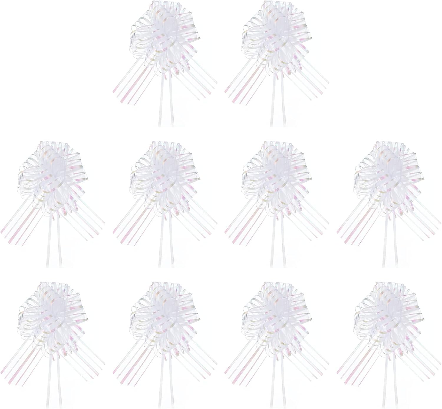 PATIKIL Large Gift Bow 7.5x6 Inch, 10 Pcs Pull Bows for Gift Wrapping Present Wedding Valentine's Day Party Birthday Christmas Basket Decoration, White