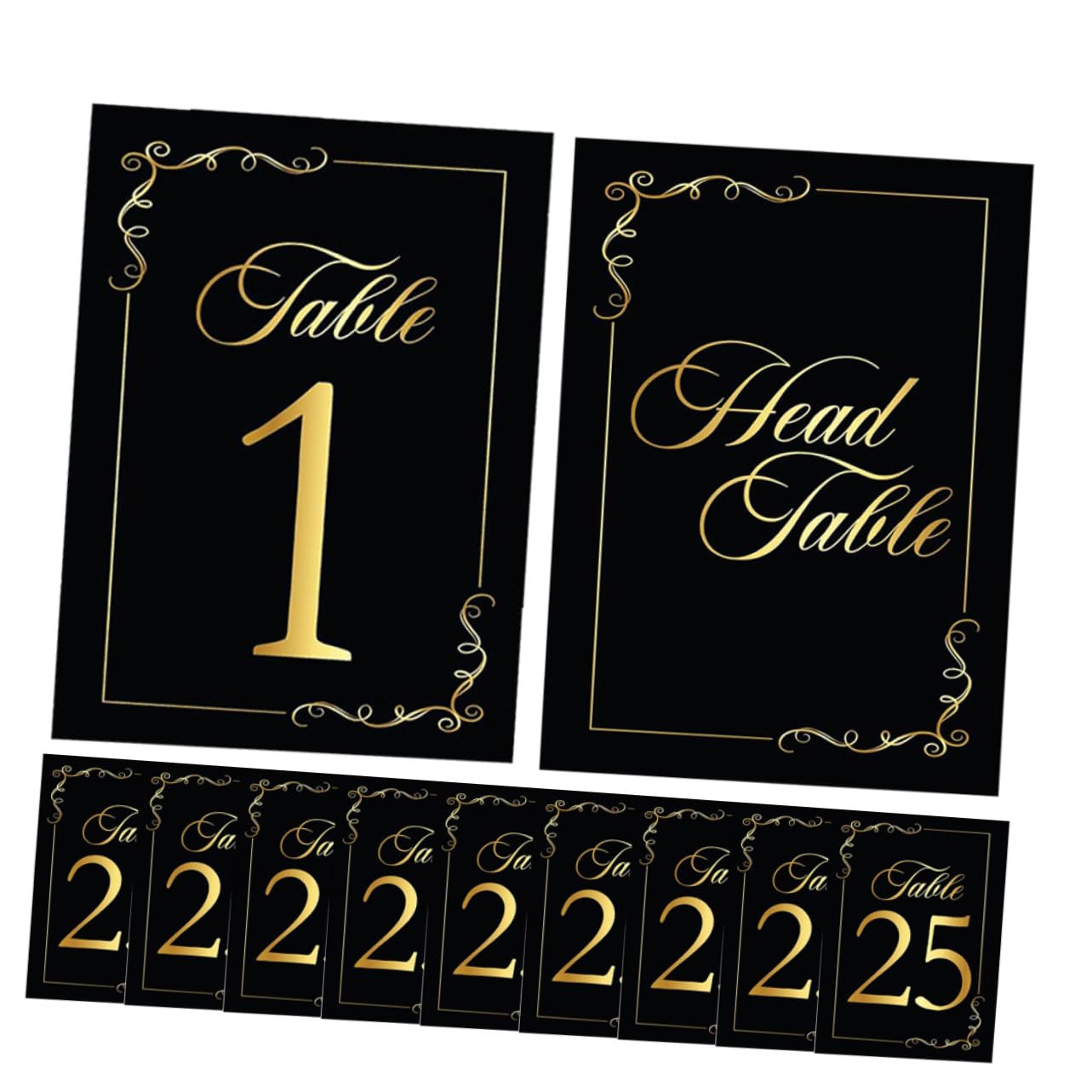 5 Sätze Tischnummern Karten Schwarze Goldfolie Tischkarten Für Hochzeiten Geburtstagsfeiern Und Veranstaltungen Wiederverwendbare Platzkarten Tischdeko 30 Stück * 5
