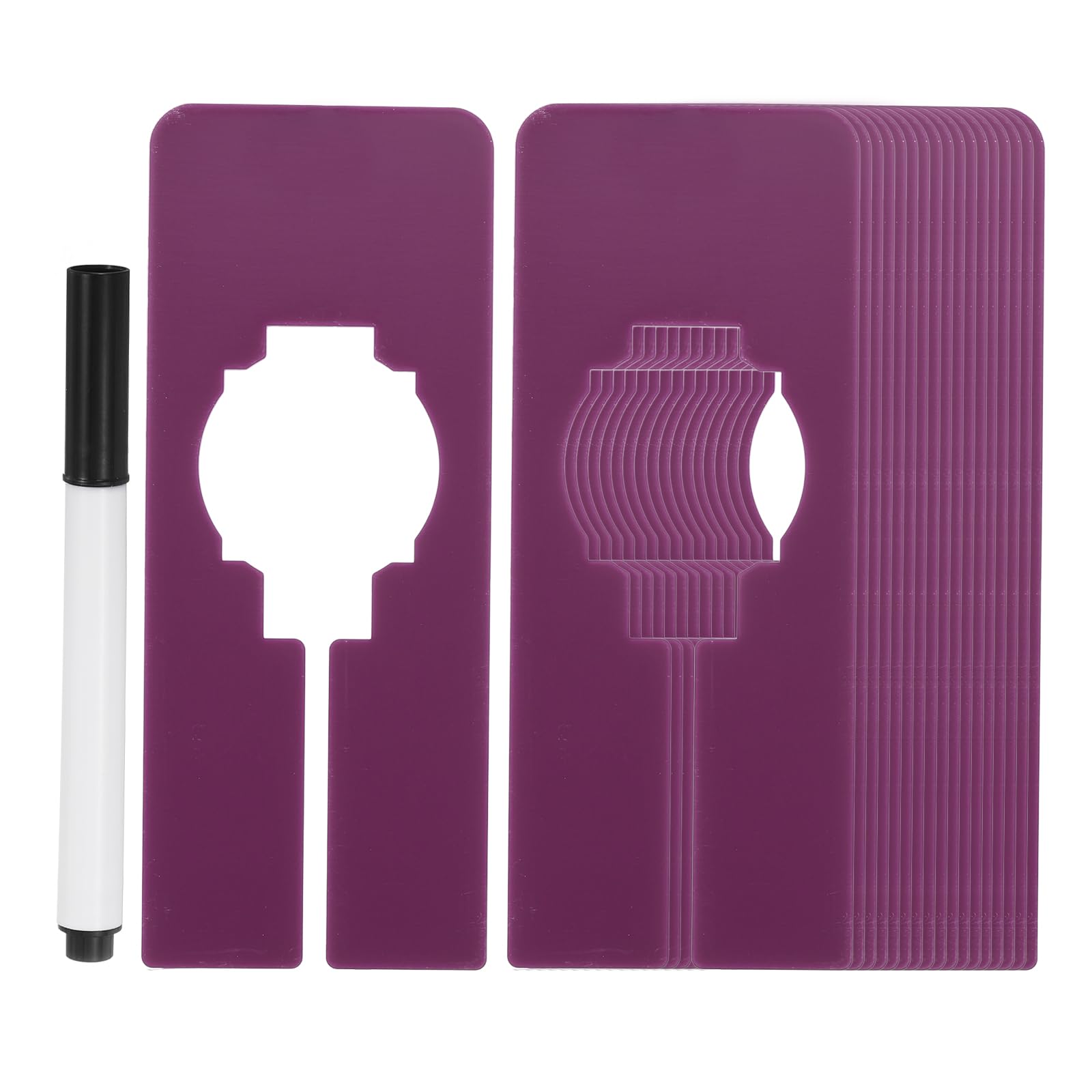 PATIKIL Clothes Dividers for Hanging Clothes, 24 Pack Rectangle Clothing Rack Dividers Blank Labels Sorting Separator with Marker Pen for Closet, Purple