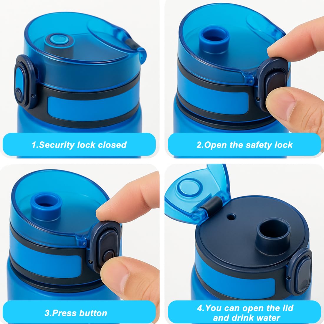 GXGM Tappo Per Borraccia,Coperchio Di Ricambio Con Cannuccia In Silicone,Chiusura a Prova Di Perdite,Tappo Borraccia Ricambio,Adatto Ai Bambini（Blu）