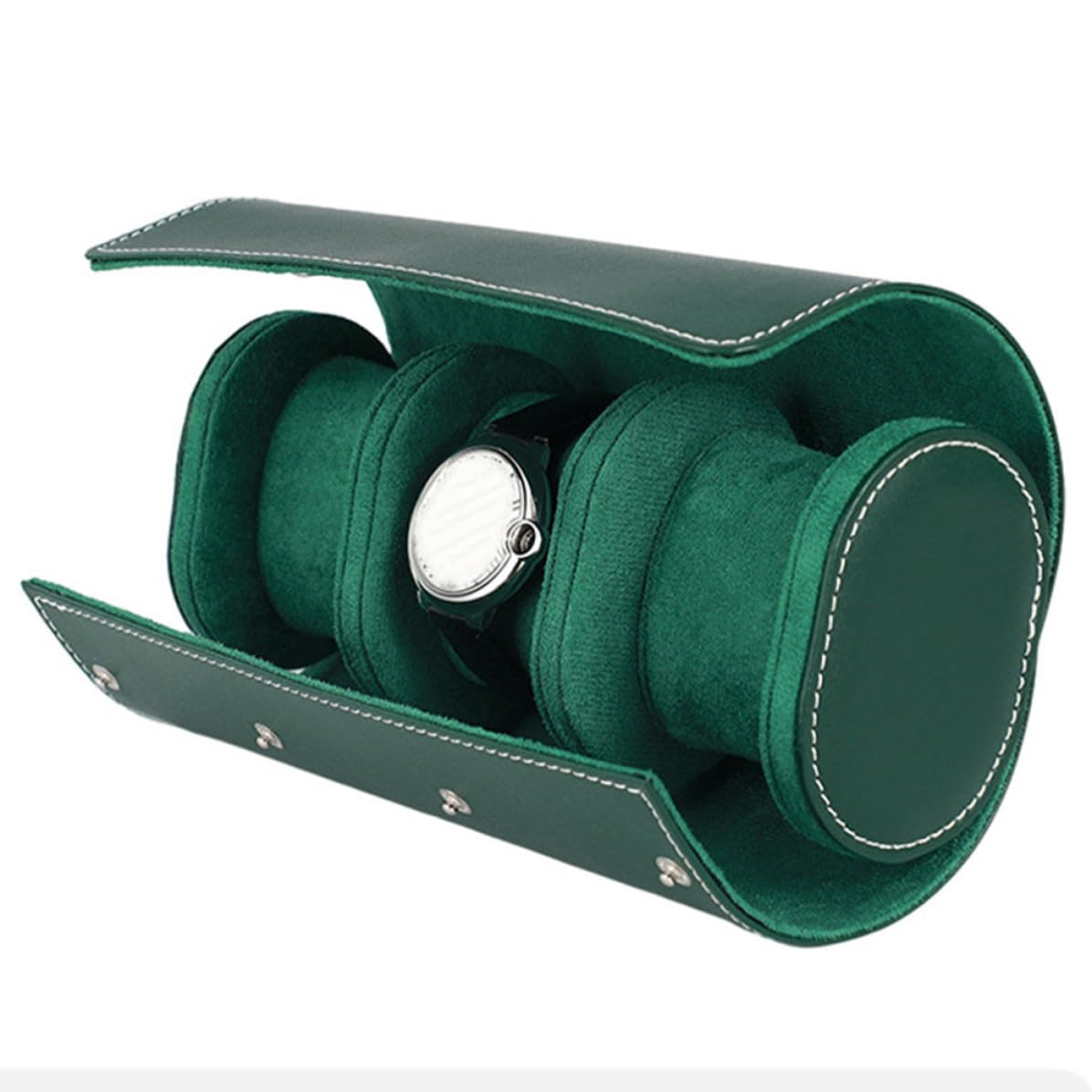 TEHAUX Scatola Porta Orologi da Uomo in Pelle Pu Verde, Leggera e Sicura per Conservare Orologi da Viaggio, Stile Classico e Moderno, per Viaggiatori
