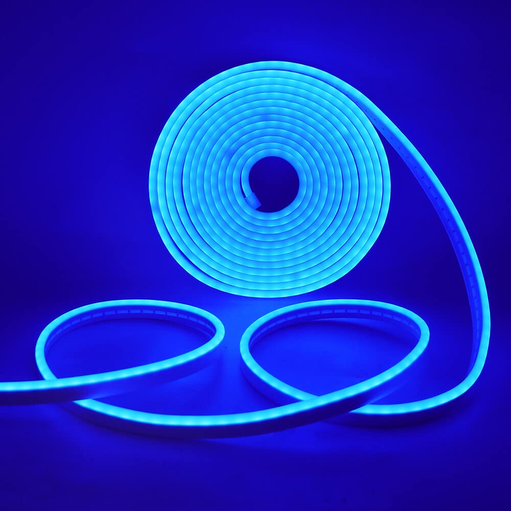 Wisada 4M LED Neon Rope Light with On/Off, Blue Light Waterproof Flexible LED Strip Light, DIY Design - Image 2