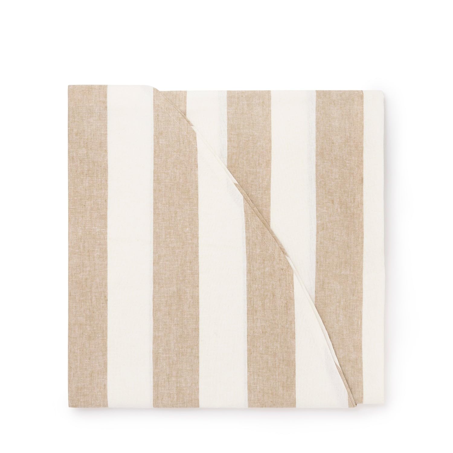 Sophie Allport Neutral Witham Sand Stripe Round Linen Tablecloth