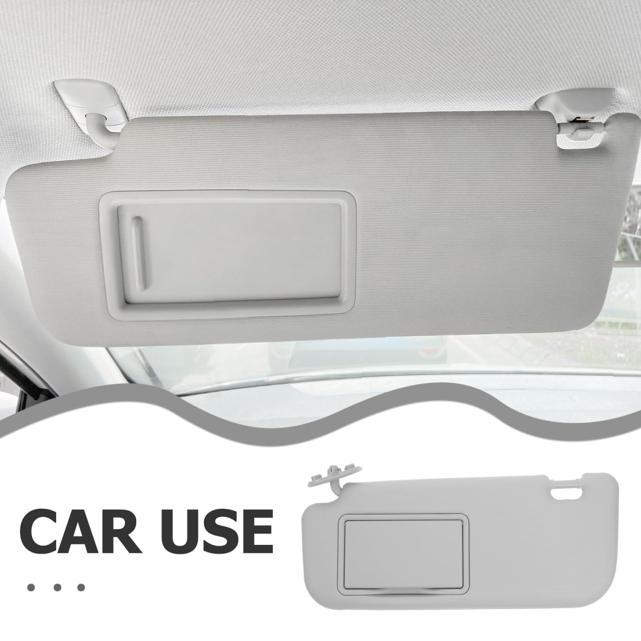 Mobestech Grey Driver Side Sun Visor with Mirror Replacement Car Interior Sun Protection Visor with Vanity Mirror