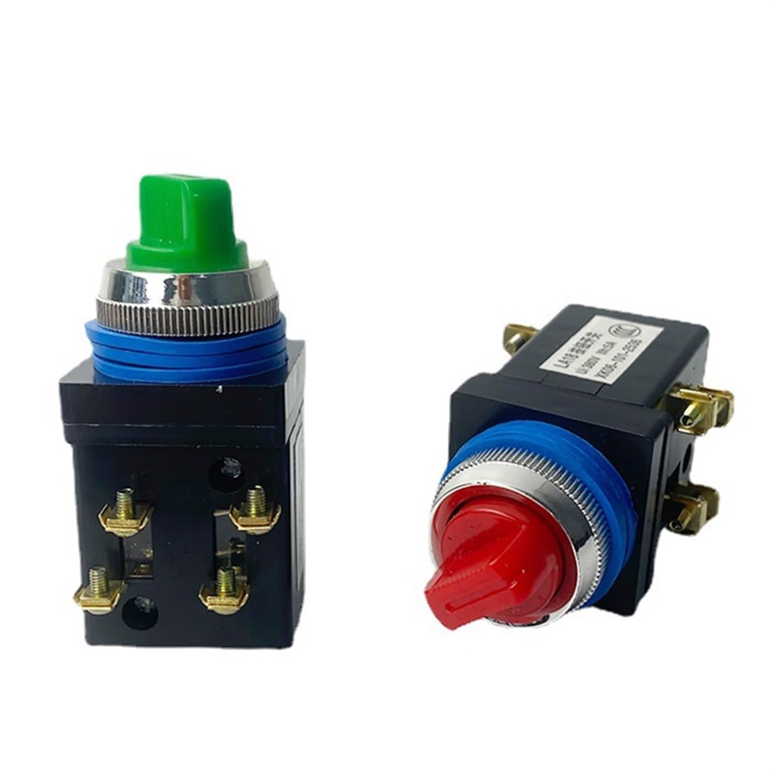 DMBGRXJF LA18-22X/2 Rotary Button Switch 25mm Mounting 2/3 Position 380V Gear Selector LA18-22X/3/2 Knob 1Pcs(Green,2 Position)