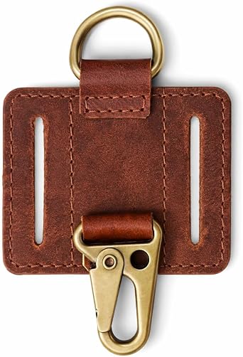 Heavy Duty EDC Leather Key Ring Keychain Holder with Belt Loop, Key Fob Holder and Belt Clip for Men