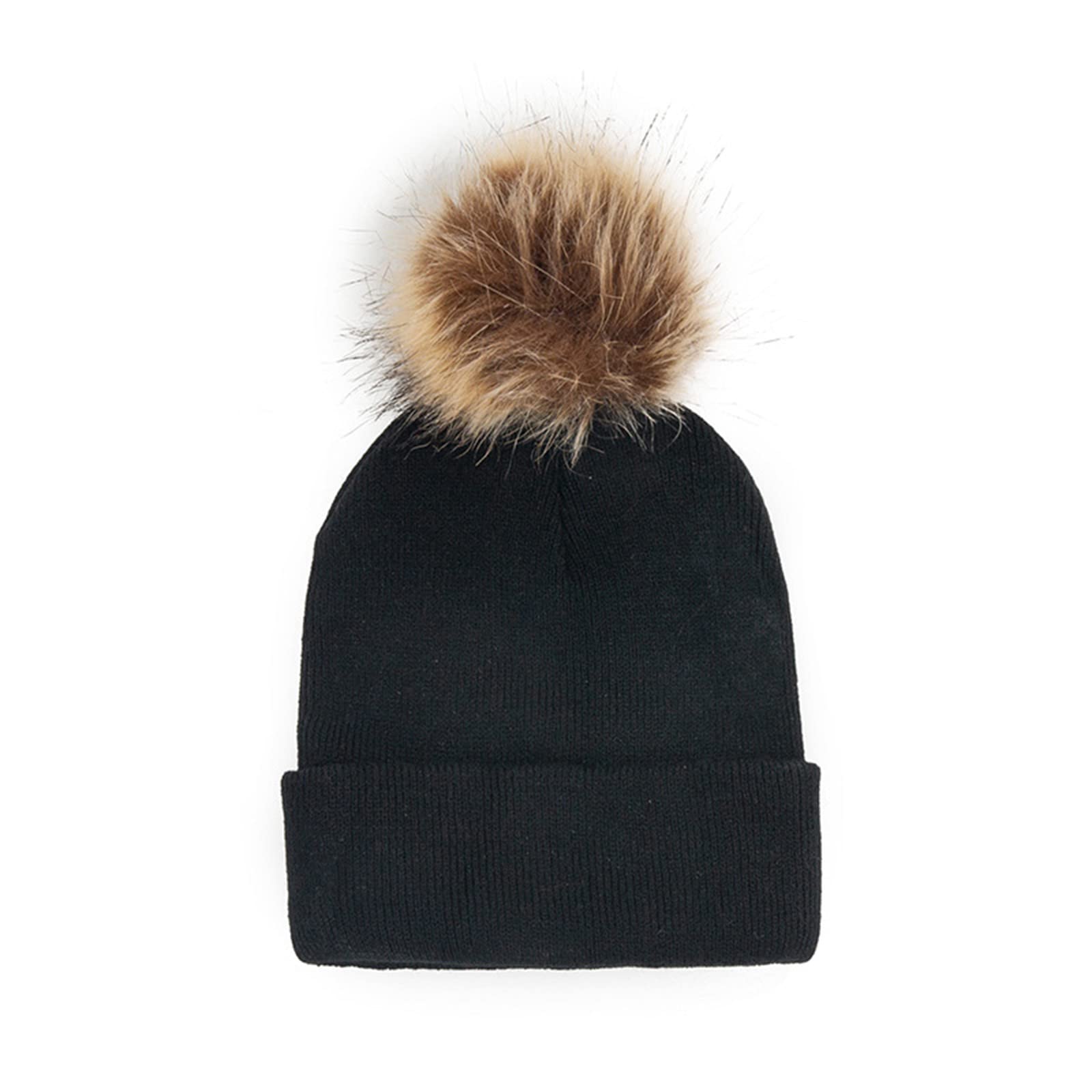 Gorro Cálido de Invierno, Gorro para Niñas Y Niños Hecho de Algodón Fino, Gorro de Punto con Forro de Invierno, Gorro para Niños Pequeños, Gorro Cálido para Invierno/Black/One Size
