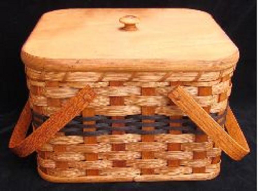 Amish Handmade Square Double Pie Basket with Wood Tray and