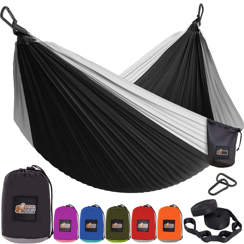 Hamaca de campamento portátil duradera, soporta 500 libras con correas de árbol resistentes, cómodo columpio de viaje, hamacas de campamento, fácil de usar e instalar, artículos