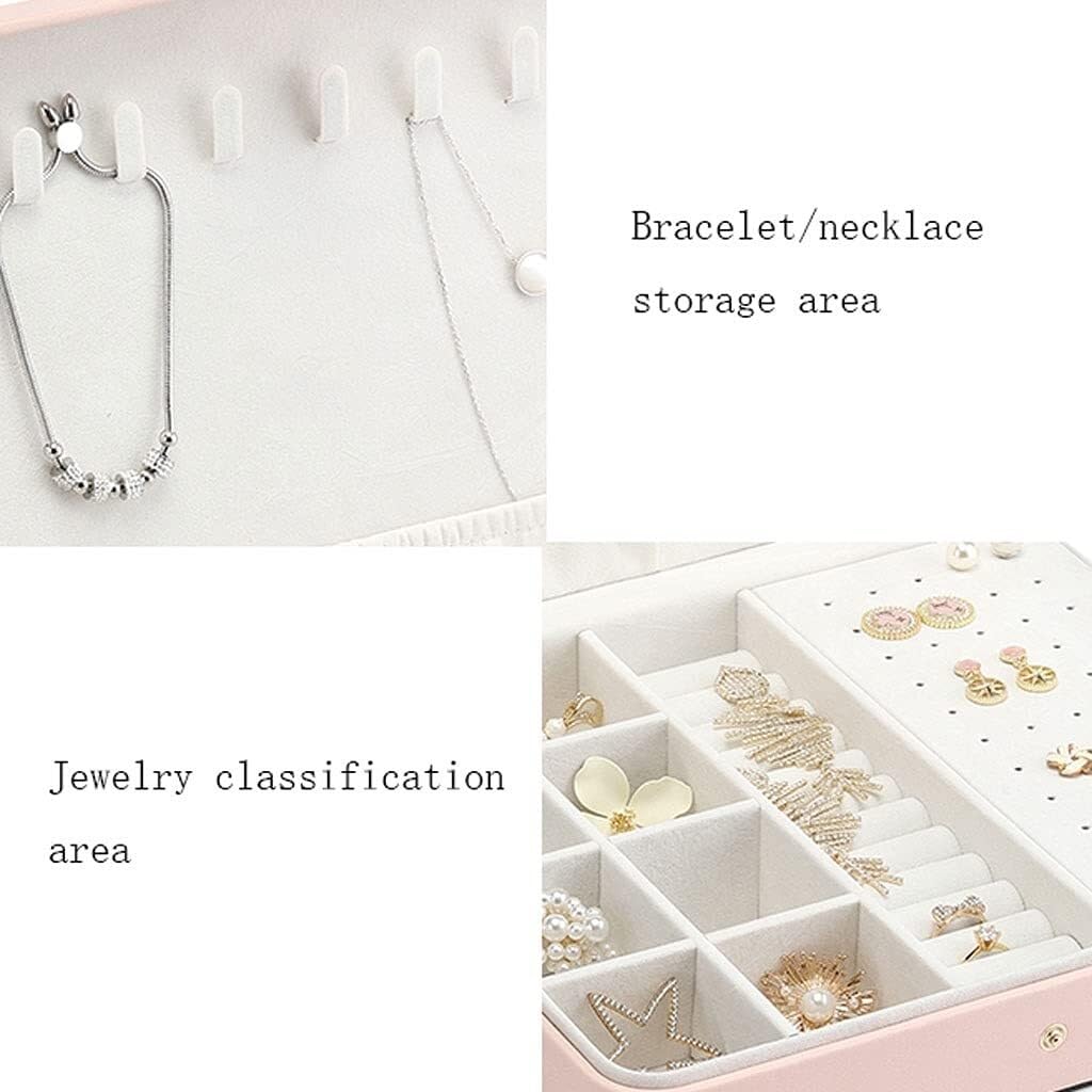 Joyero de Lujo, joyero de Piel sintética, Organizador de Joyas portátil, Estuche de Almacenamiento de Joyas de exhibición Exquisito, Duradero (Rosa)