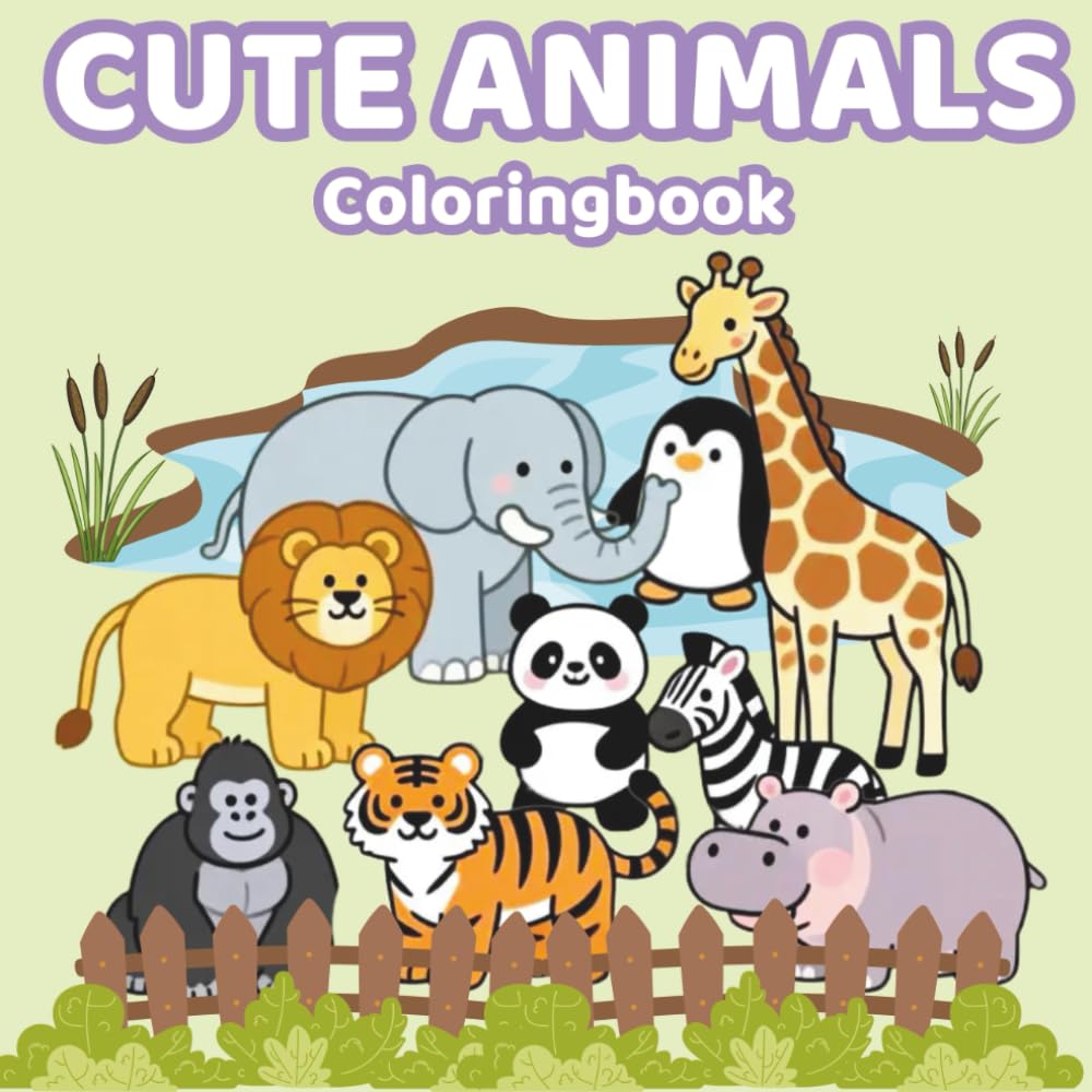 Cute Animals Coloring Book for Kids: Friendly and Fun Creatures for Ages 3–8