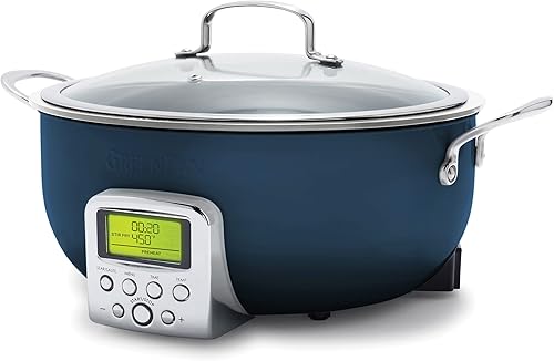 GreenPan Elite Essential - Olla eléctrica inteligente de 6 cuartos de galón, preajustes para saltear salteados y cocinar arroz, cerámica saludable