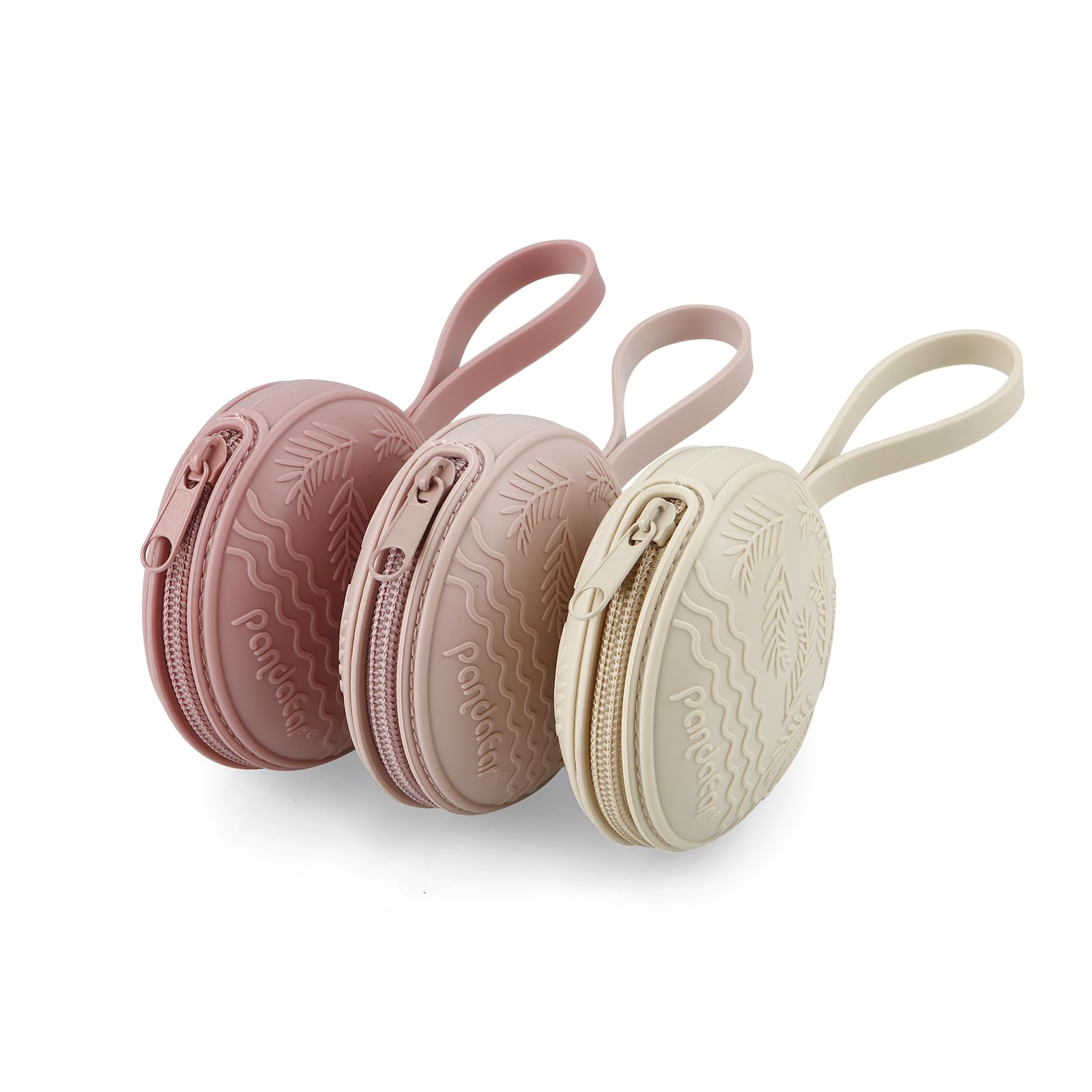 PandaEar Étui Porte-Sucette en Silicone Pack de 3 Pochette Rangement Bébé Rose
