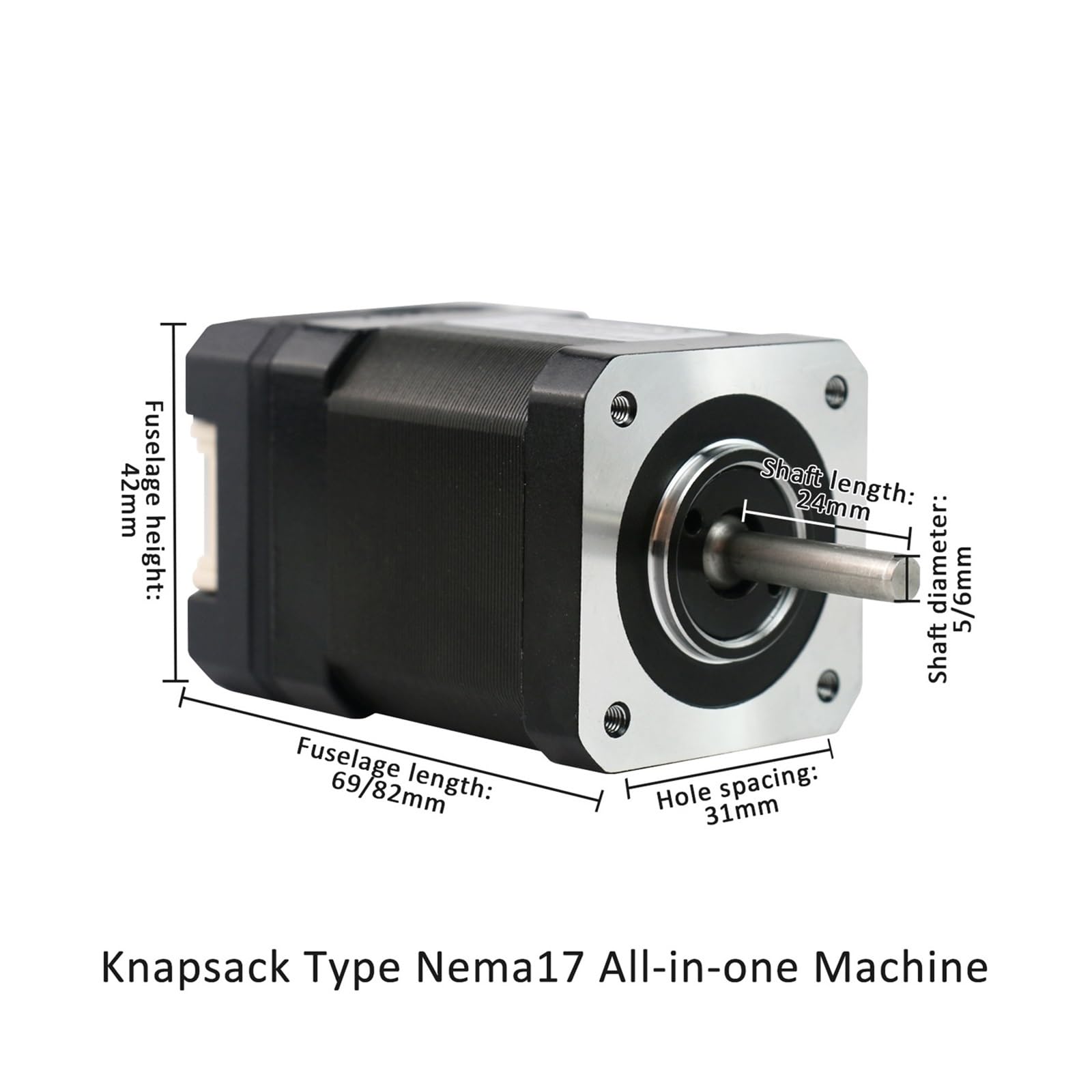 2Phase Nema17 Stepper Motor Integrated 24V 1.2A 0.4N.m/0.8N.m Open Loop Integrated Stepper Motors Driver for Robot/CNC(Nema17 0.4Nm 5mm,IO Control)