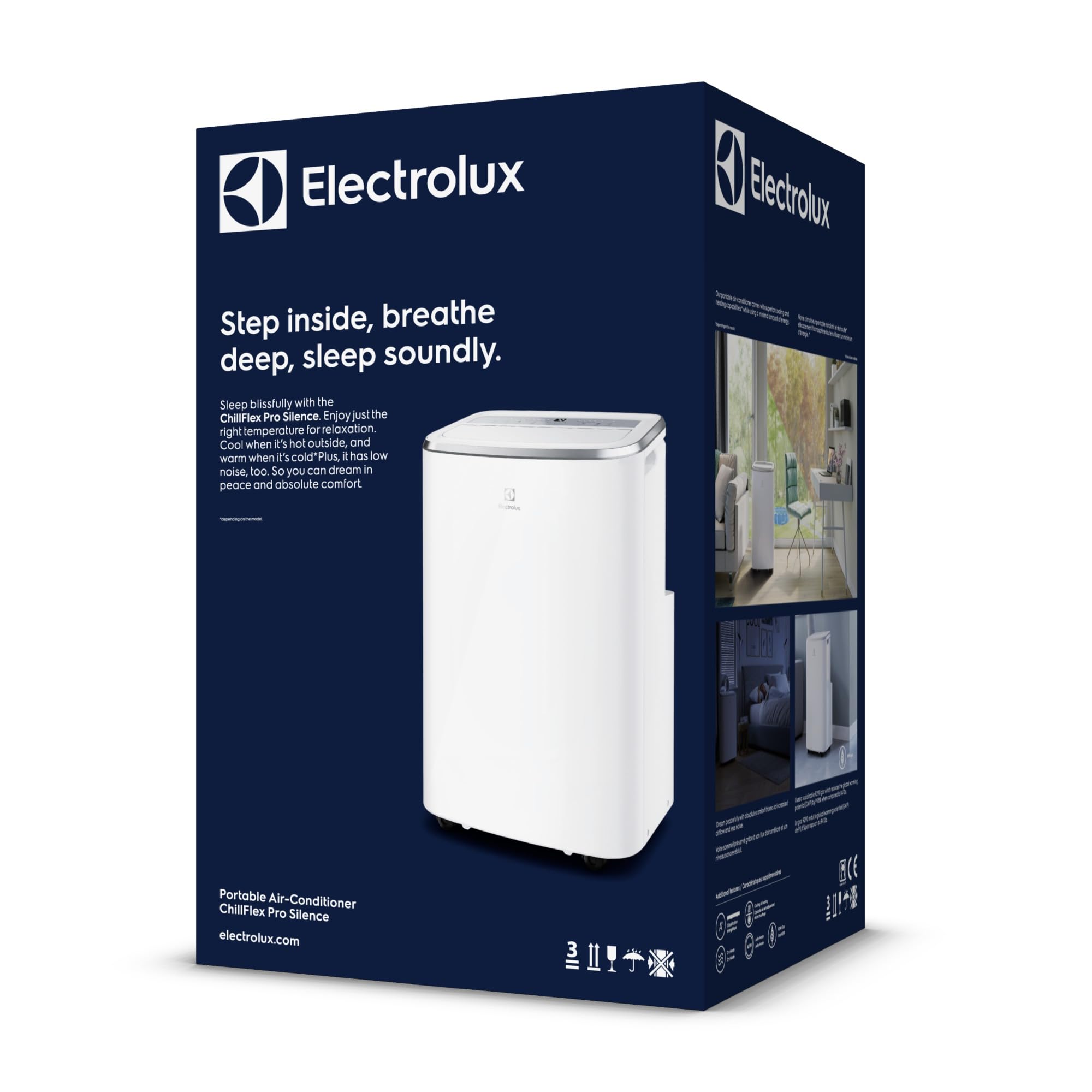 Electrolux Condizionatore portatile ChillFlex Slience EXP26U558CW, raffreddamento, gas sostenibile R290, silenzio e comfort, 61dB, Bianco