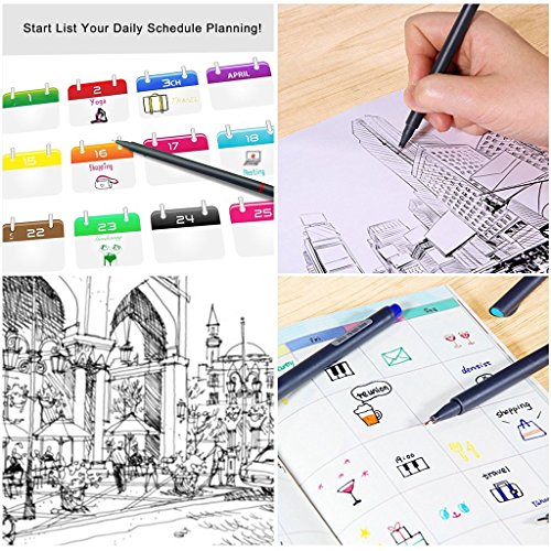 Taotree 662804 24 Fineliner Color Pens, Fine Line Colored Sketch Writing Drawing Pens For Journaling Planner Note Taking Adult Coloring Books, Porous Fine Point Markers thumb #4
