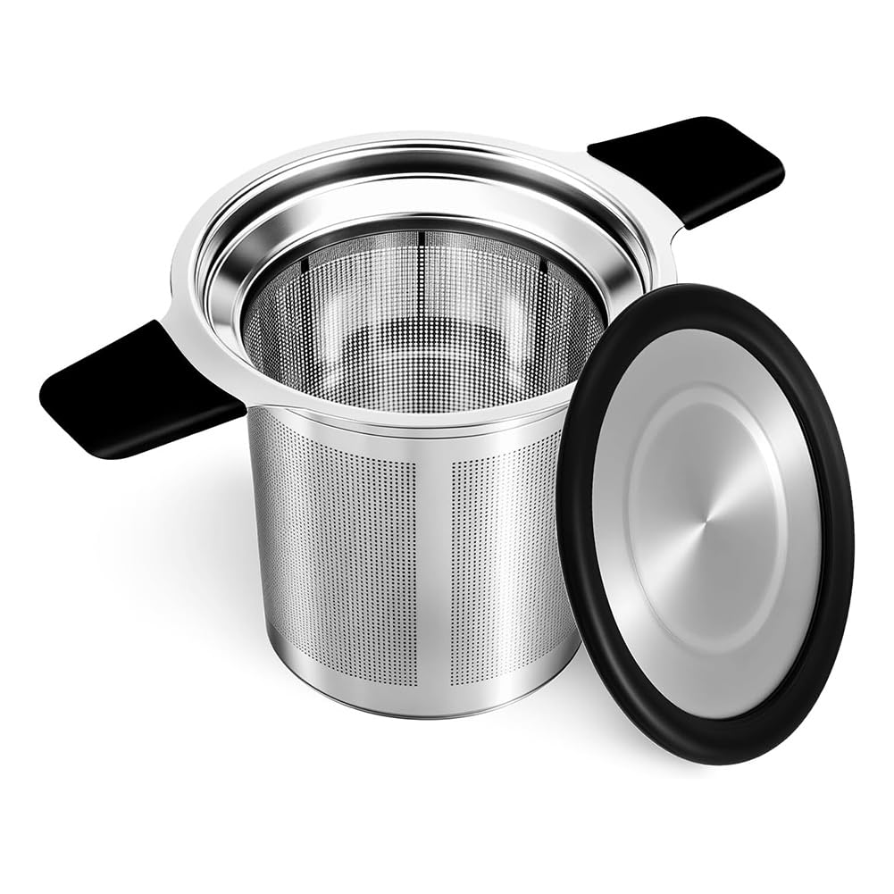 CTRLZS Stainless Steel Fine Mesh Tea Infuser Steeper Strainer with Heatproof Handles for Loose Leaf Tea- Works Teapots, Mugs Fit